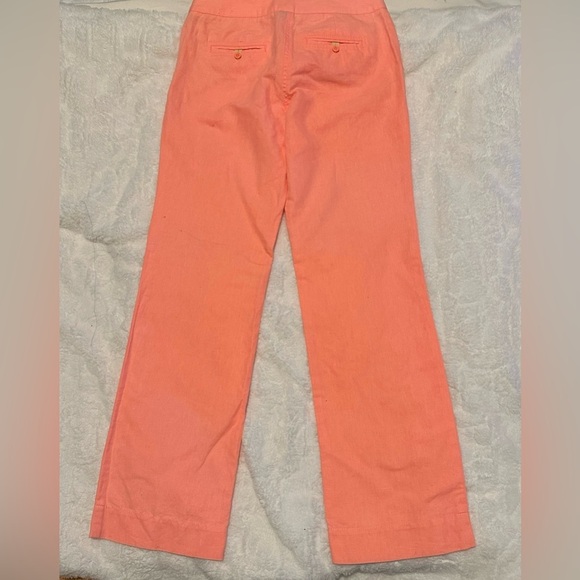 J. Crew City Fit Linen Cotton Blend Pants Womens Pants 00 neon Coral Peach - Picture 3 of 8